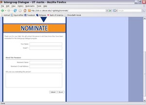 screen shot of nominate page